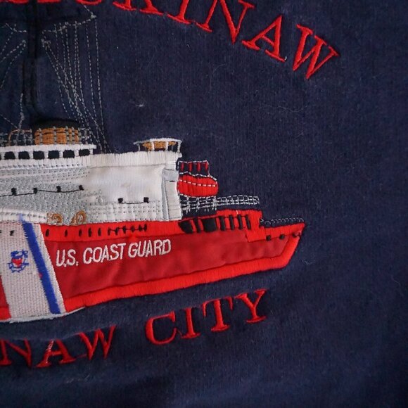 Vintage Horseman 913 Navy Embroidered US Coast Guard Cotton Crewneck Sweater L - Picture 12 of 13